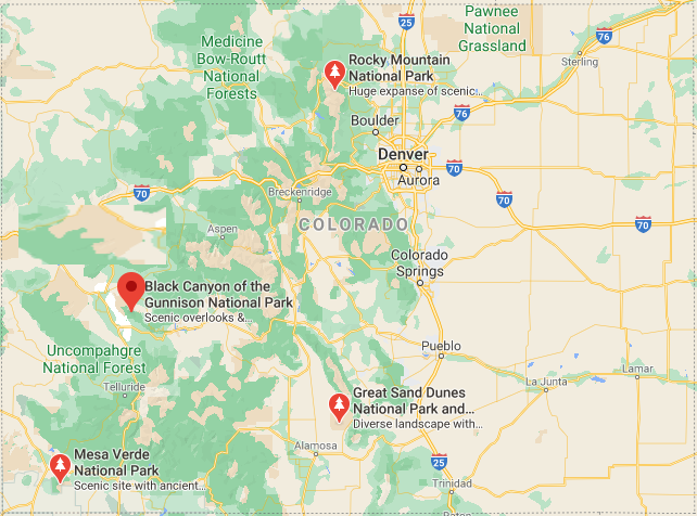 Colorado Map showing National Parks